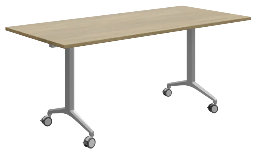 SLKP 180/80 Pojízdný skládací stůl 1800 x 800 mm, deska dub bardolino/nohy stříbrný lak